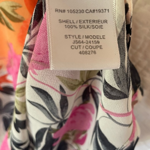 Joie Women’s small sheer silk floral tank orange, black, green, pink, white EUC - Picture 4 of 5
